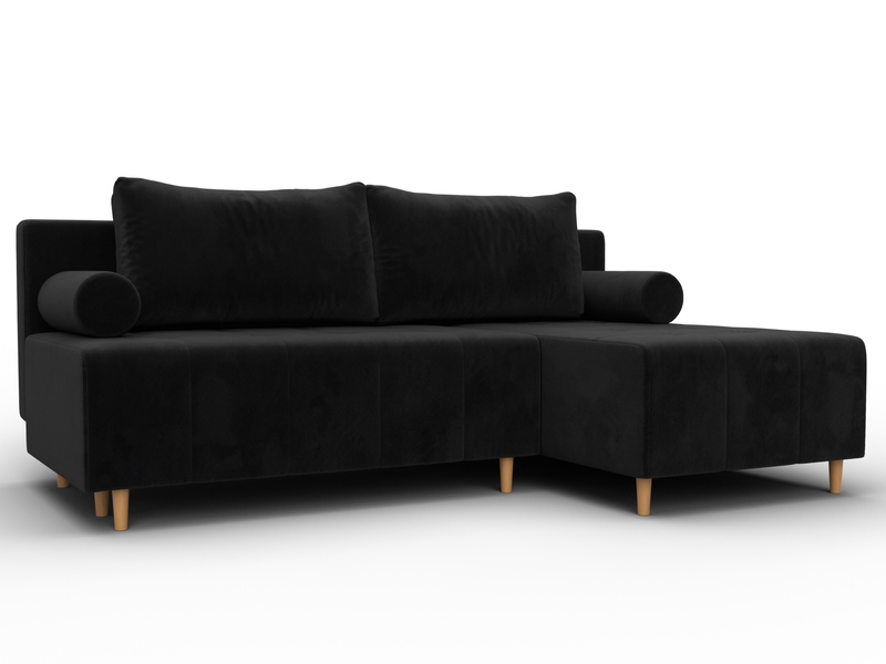 Диван угловой Лига-102 угол универсальный, Велюр, SEVEN 35 черный