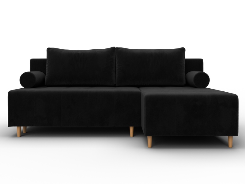 Диван угловой Лига-102 угол универсальный, Велюр, SEVEN 35 черный
