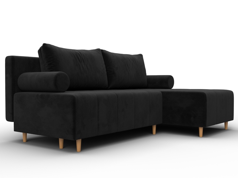 Диван угловой Лига-102 угол универсальный, Велюр, SEVEN 35 черный