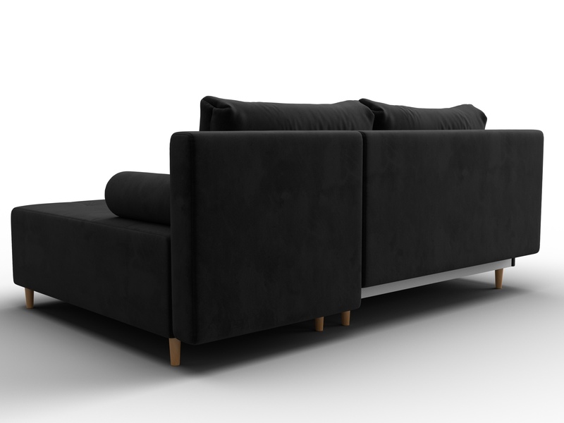 Диван угловой Лига-102 угол универсальный, Велюр, SEVEN 35 черный