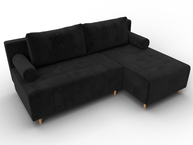 Диван угловой Лига-102 угол универсальный, Велюр, SEVEN 35 черный