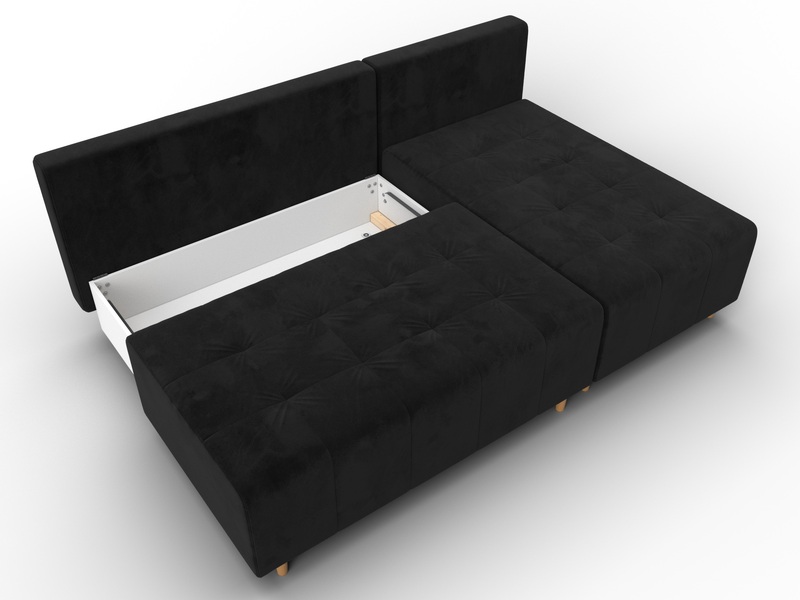 Диван угловой Лига-102 угол универсальный, Велюр, SEVEN 35 черный