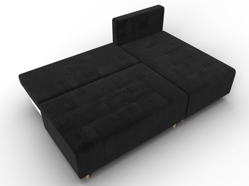 Диван угловой Лига-102 угол универсальный, Велюр, SEVEN 35 черный