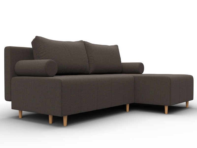 Диван угловой Лига-102 угол универсальный, Рогожка, Амур 05 коричневый