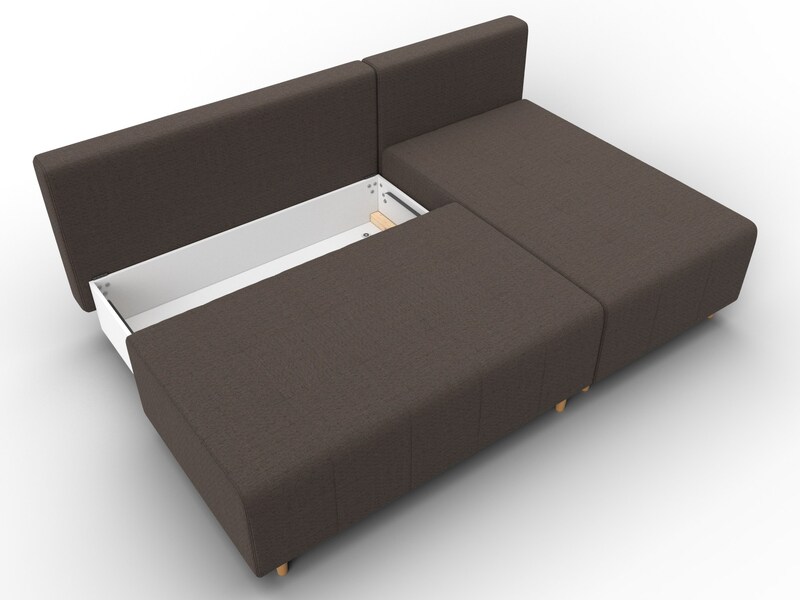 Диван угловой Лига-102 угол универсальный, Рогожка, Амур 05 коричневый