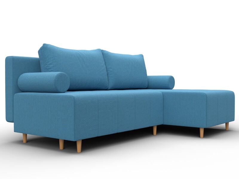 Диван угловой Лига-102 угол универсальный, Рогожка, Амур 10 голубой