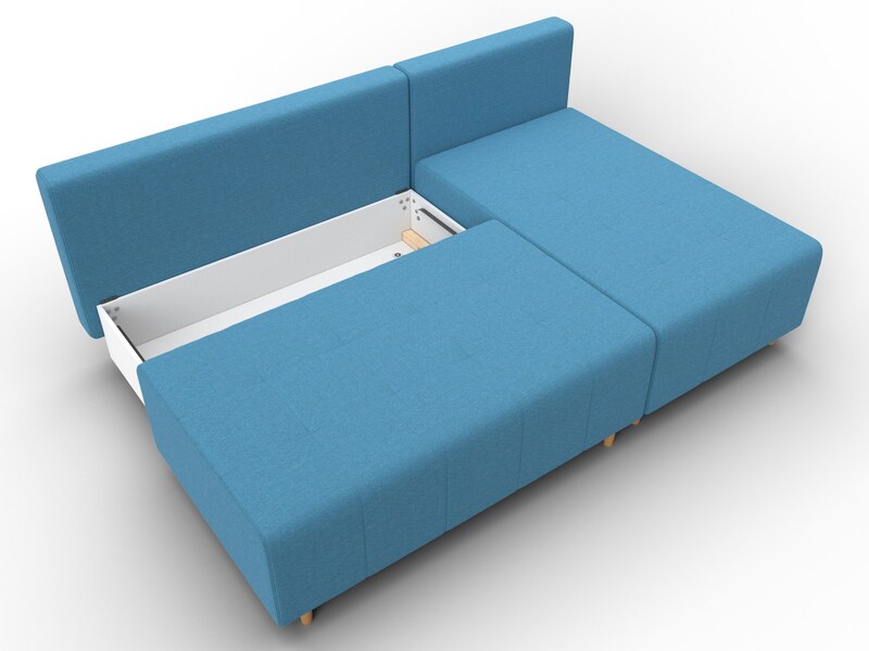 Диван угловой Лига-102 угол универсальный, Рогожка, Амур 10 голубой