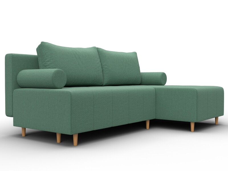 Диван угловой Лига-102 угол универсальный, Рогожка, Амур 11 зеленый