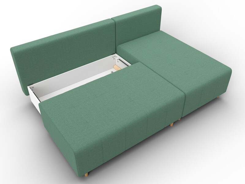 Диван угловой Лига-102 угол универсальный, Рогожка, Амур 11 зеленый