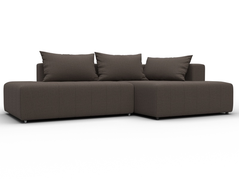 Диван угловой Лига-103 НПБ угол правый, Рогожка, Амур 05 коричневый