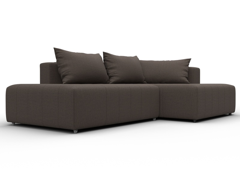 Диван угловой Лига-103 НПБ угол правый, Рогожка, Амур 05 коричневый