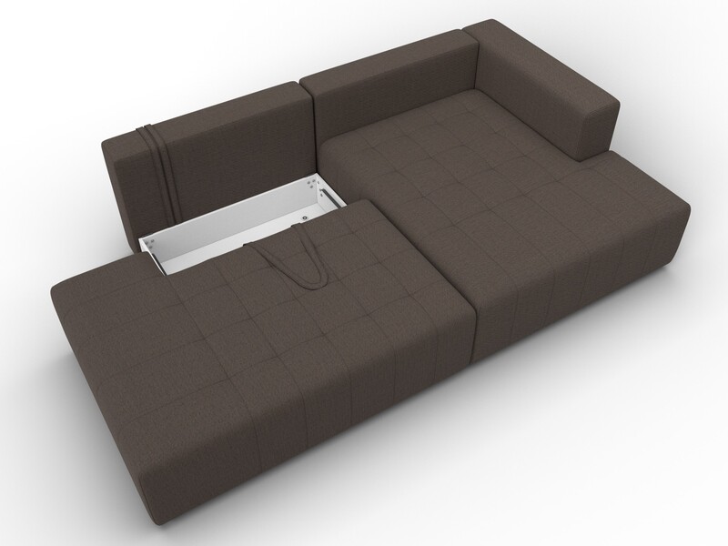 Диван угловой Лига-103 НПБ угол правый, Рогожка, Амур 05 коричневый