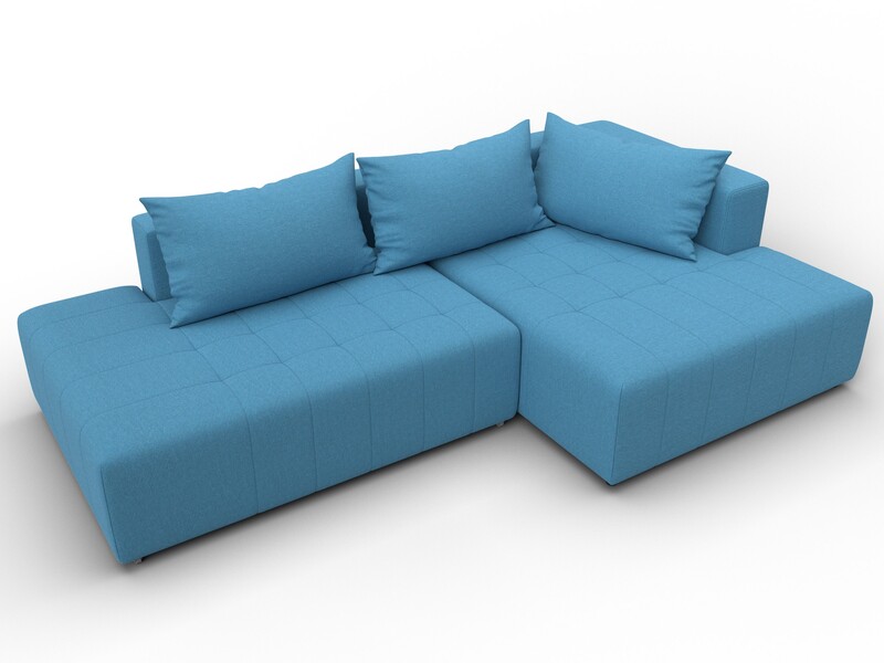 Диван угловой Лига-103 НПБ угол правый, Рогожка, Амур 10 голубой