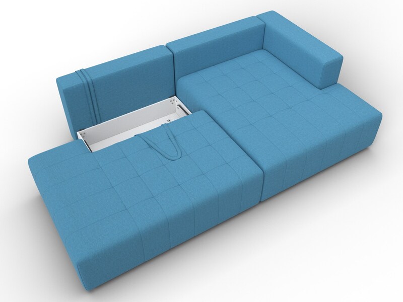 Диван угловой Лига-103 НПБ угол правый, Рогожка, Амур 10 голубой