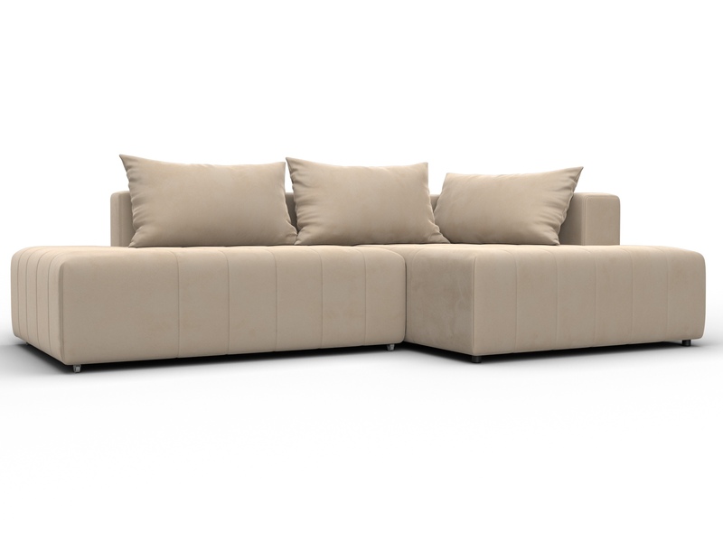 Диван угловой Лига-103 НПБ угол правый, Велюр, SEVEN 729 бежевый