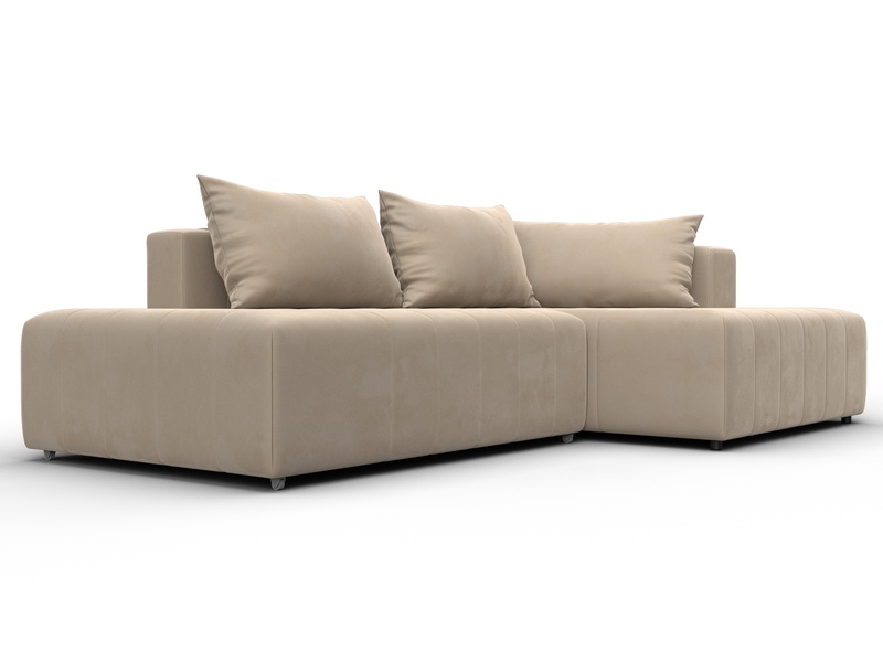 Диван угловой Лига-103 НПБ угол правый, Велюр, SEVEN 729 бежевый