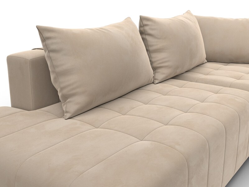 Диван угловой Лига-103 НПБ угол правый, Велюр, SEVEN 729 бежевый