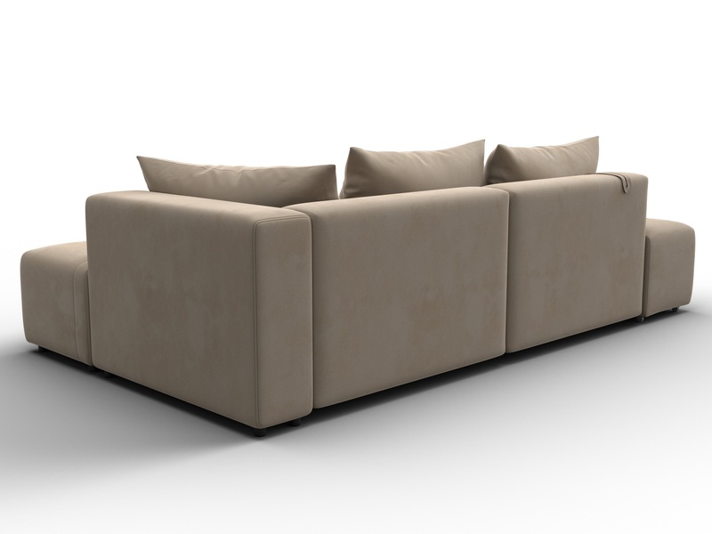 Диван угловой Лига-103 НПБ угол правый, Велюр, SEVEN 729 бежевый