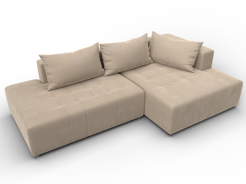 Диван угловой Лига-103 НПБ угол правый, Велюр, SEVEN 729 бежевый