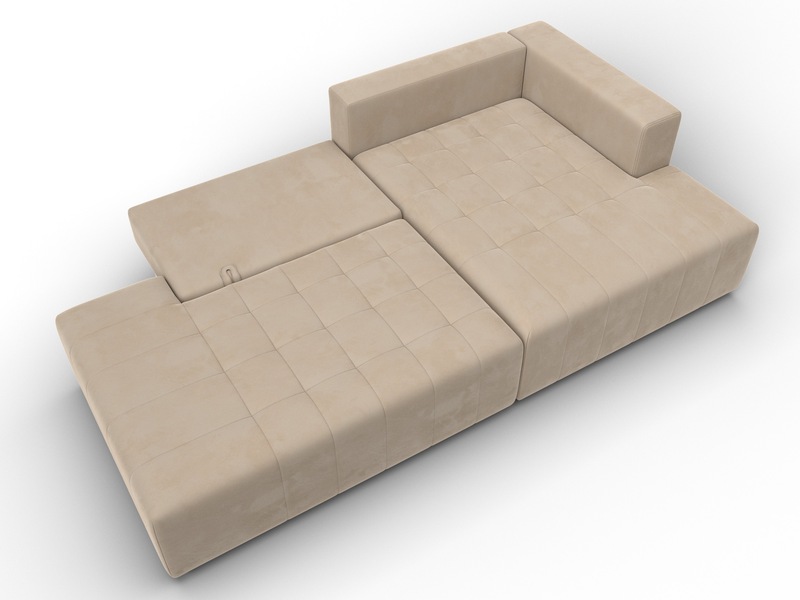 Диван угловой Лига-103 НПБ угол правый, Велюр, SEVEN 729 бежевый