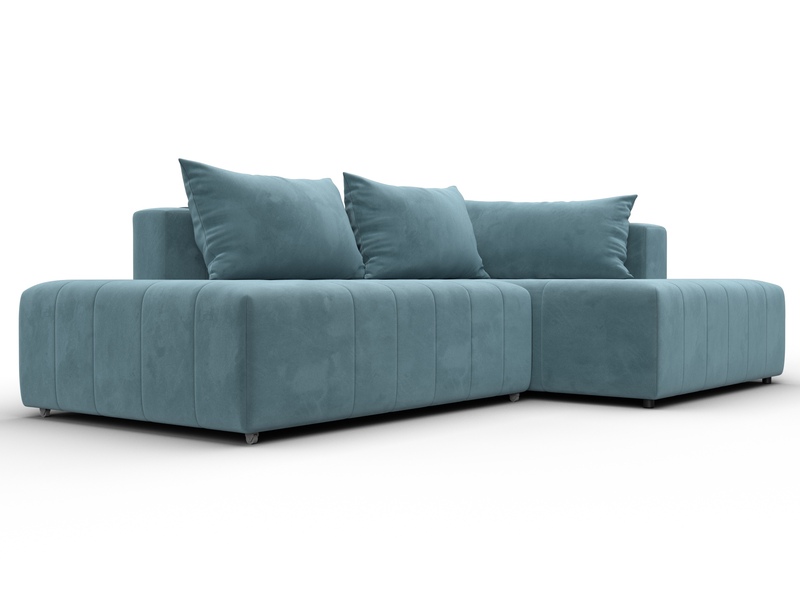 Диван угловой Лига-103 НПБ угол правый, Велюр, SEVEN 113 бирюзовый