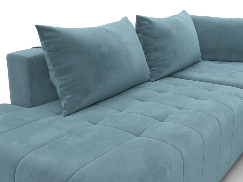 Диван угловой Лига-103 НПБ угол правый, Велюр, SEVEN 113 бирюзовый