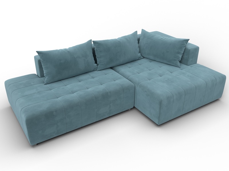 Диван угловой Лига-103 НПБ угол правый, Велюр, SEVEN 113 бирюзовый