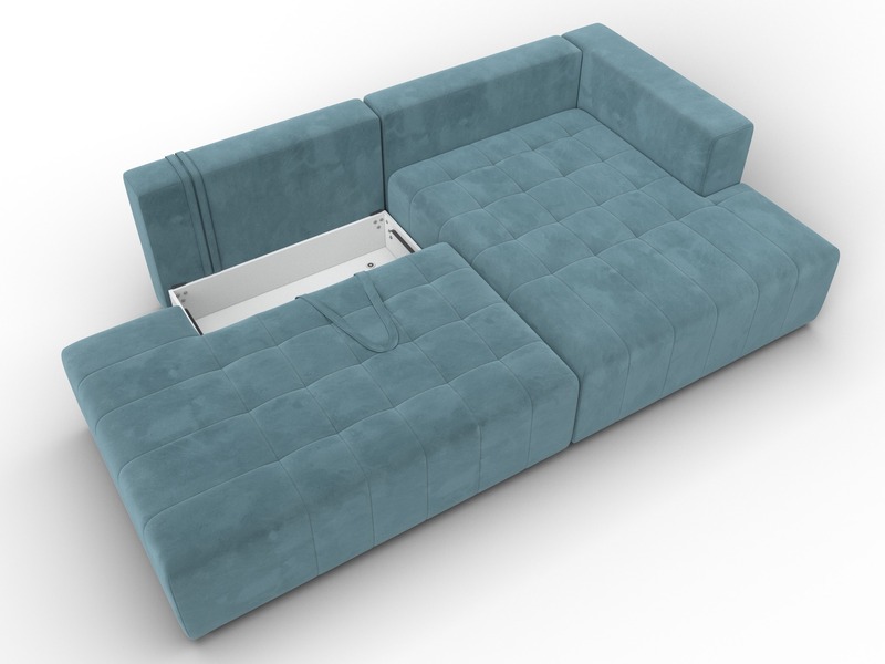 Диван угловой Лига-103 НПБ угол правый, Велюр, SEVEN 113 бирюзовый