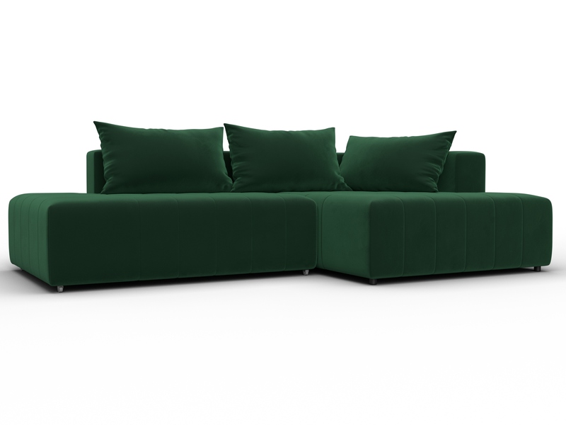 Диван угловой Лига-103 НПБ угол правый, Велюр, SEVEN 626 зеленый