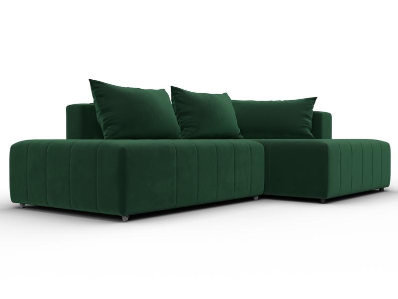 Диван угловой Лига-103 НПБ угол правый, Велюр, SEVEN 626 зеленый