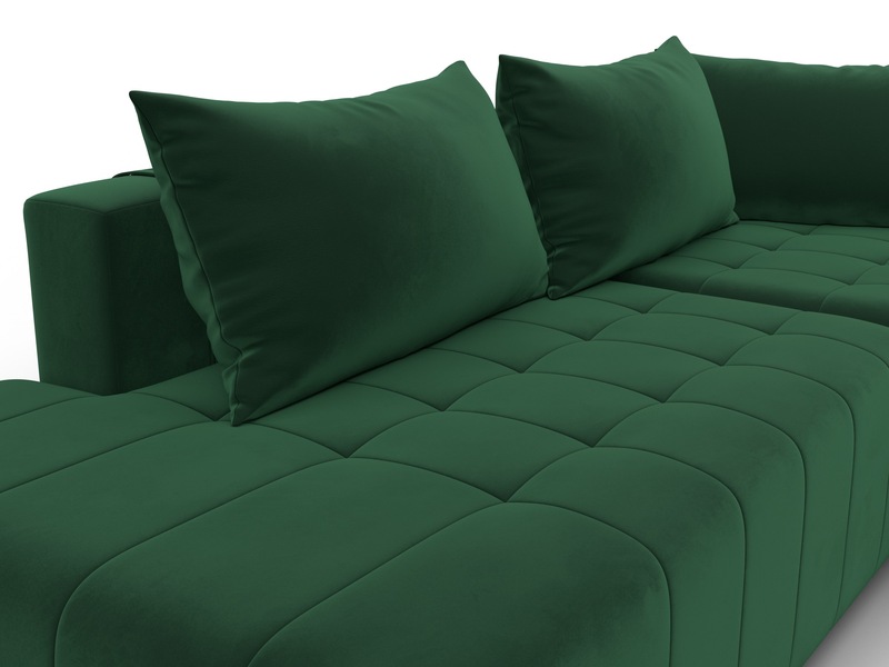 Диван угловой Лига-103 НПБ угол правый, Велюр, SEVEN 626 зеленый