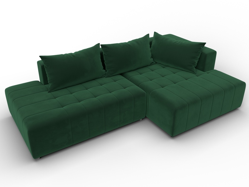 Диван угловой Лига-103 НПБ угол правый, Велюр, SEVEN 626 зеленый
