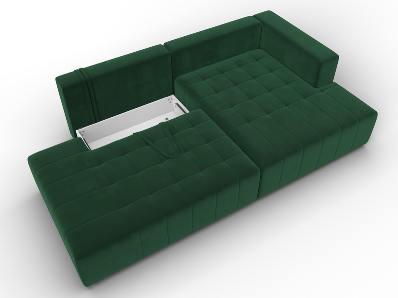 Диван угловой Лига-103 НПБ угол правый, Велюр, SEVEN 626 зеленый