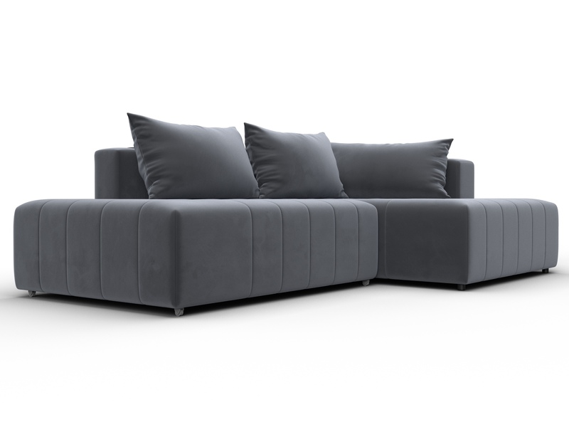 Диван угловой Лига-103 НПБ угол правый, Велюр, SEVEN 17 серый