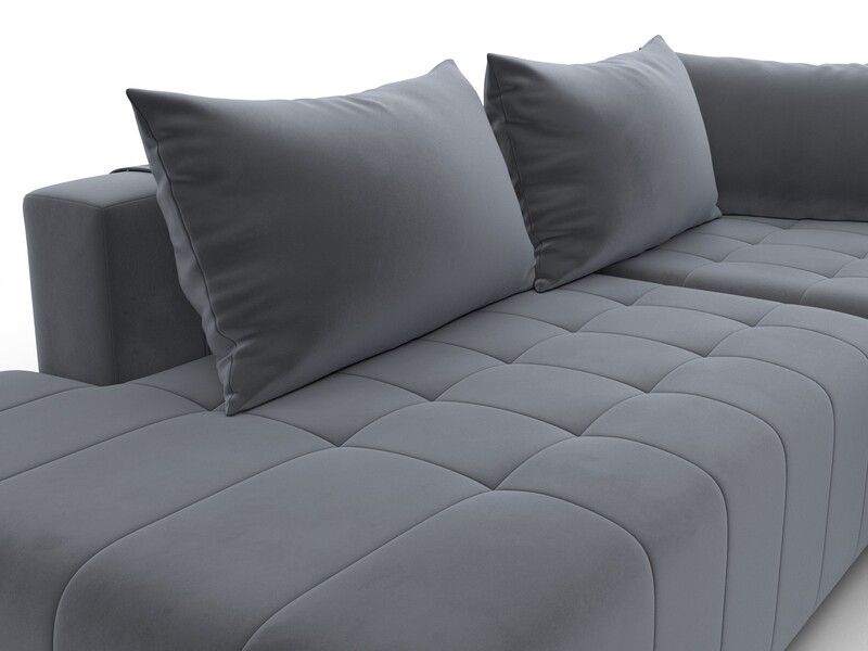 Диван угловой Лига-103 НПБ угол правый, Велюр, SEVEN 17 серый