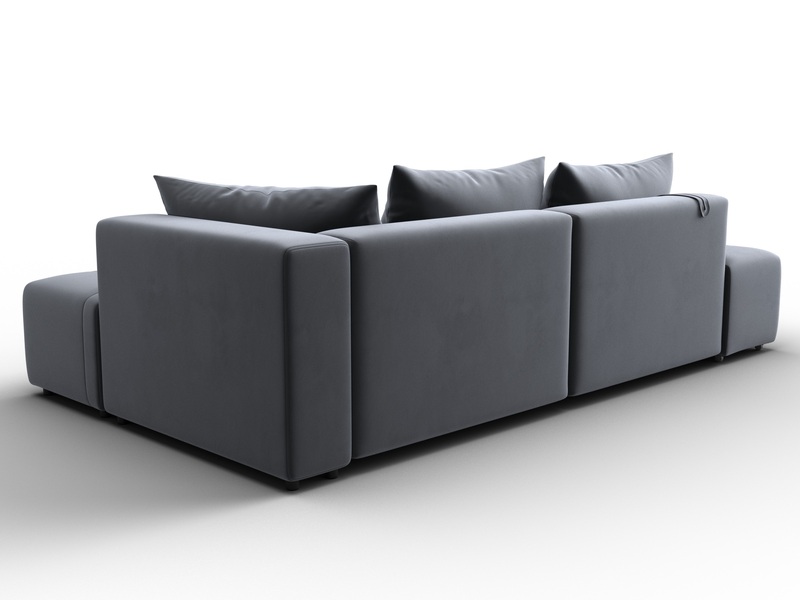 Диван угловой Лига-103 НПБ угол правый, Велюр, SEVEN 17 серый