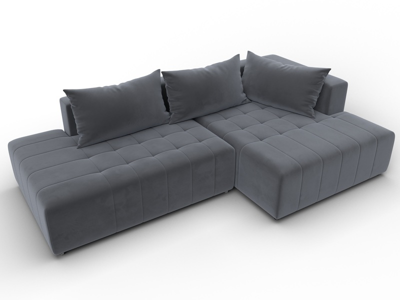 Диван угловой Лига-103 НПБ угол правый, Велюр, SEVEN 17 серый