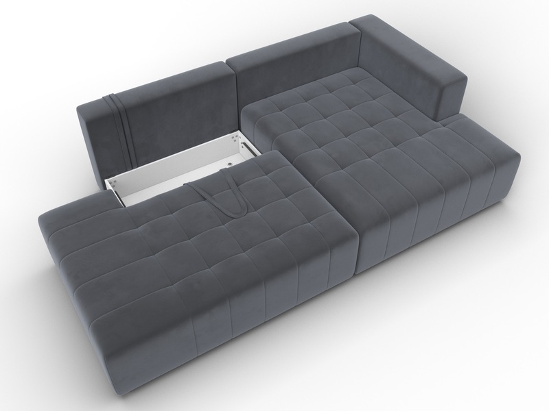 Диван угловой Лига-103 НПБ угол правый, Велюр, SEVEN 17 серый