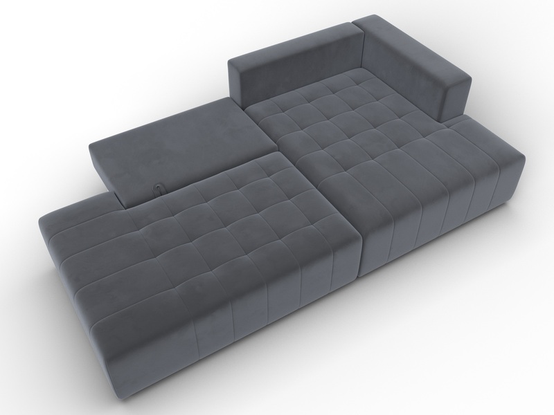 Диван угловой Лига-103 НПБ угол правый, Велюр, SEVEN 17 серый