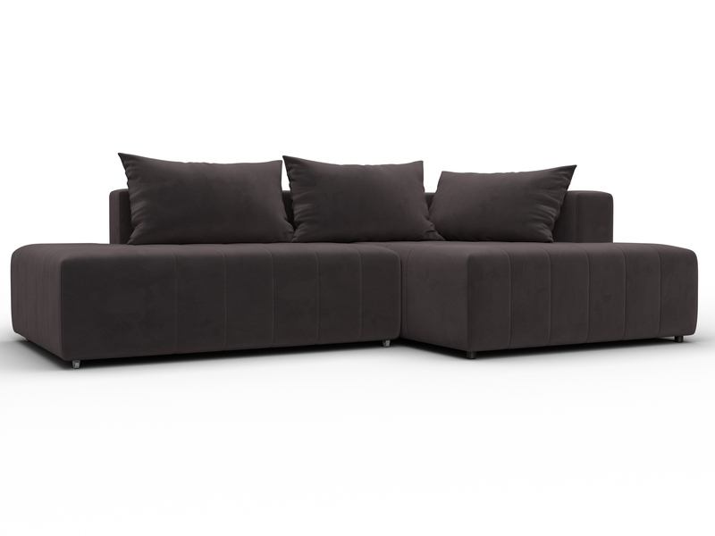 Диван угловой Лига-103 НПБ угол правый, Велюр, SEVEN 727 коричневый