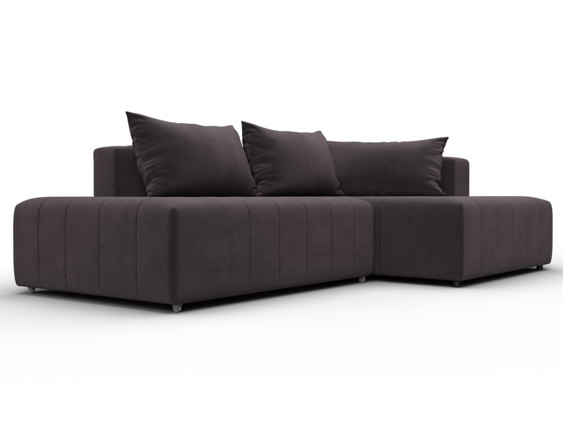 Диван угловой Лига-103 НПБ угол правый, Велюр, SEVEN 727 коричневый