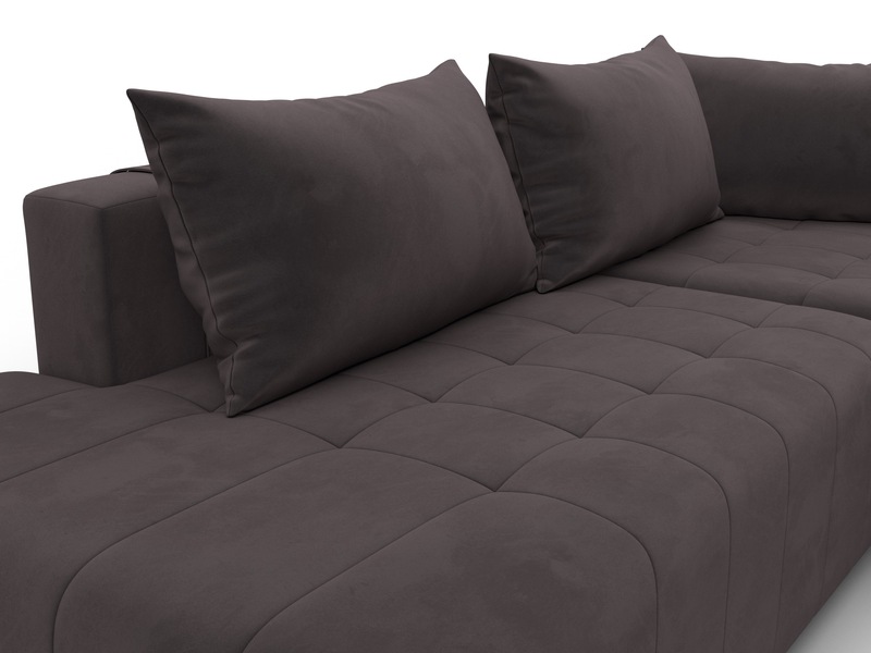 Диван угловой Лига-103 НПБ угол правый, Велюр, SEVEN 727 коричневый