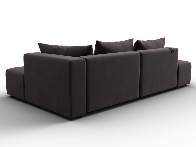 Диван угловой Лига-103 НПБ угол правый, Велюр, SEVEN 727 коричневый