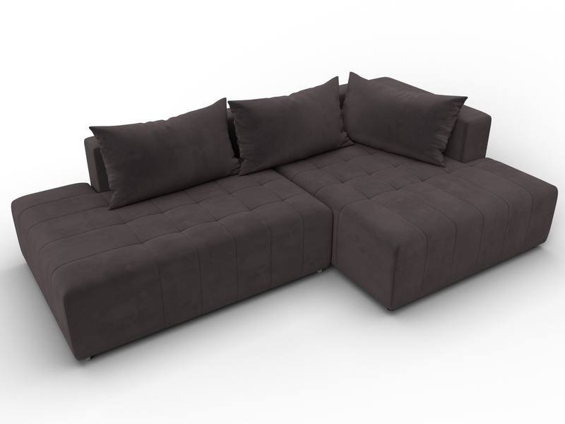 Диван угловой Лига-103 НПБ угол правый, Велюр, SEVEN 727 коричневый