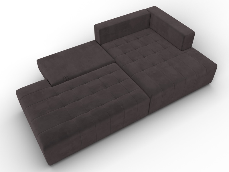 Диван угловой Лига-103 НПБ угол правый, Велюр, SEVEN 727 коричневый