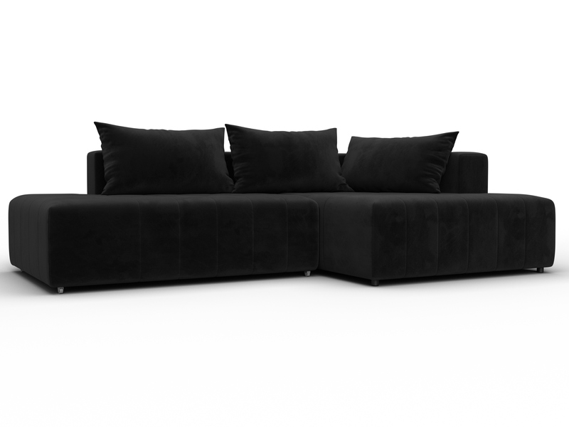 Диван угловой Лига-103 НПБ угол правый, Велюр, SEVEN 35 черный