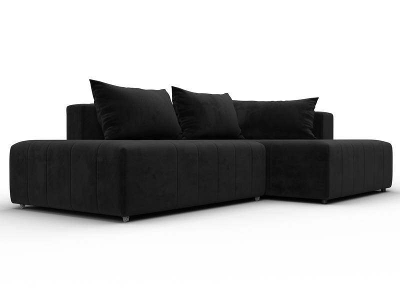 Диван угловой Лига-103 НПБ угол правый, Велюр, SEVEN 35 черный