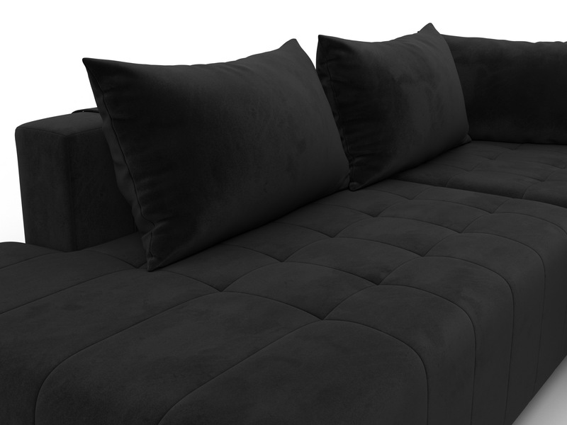 Диван угловой Лига-103 НПБ угол правый, Велюр, SEVEN 35 черный