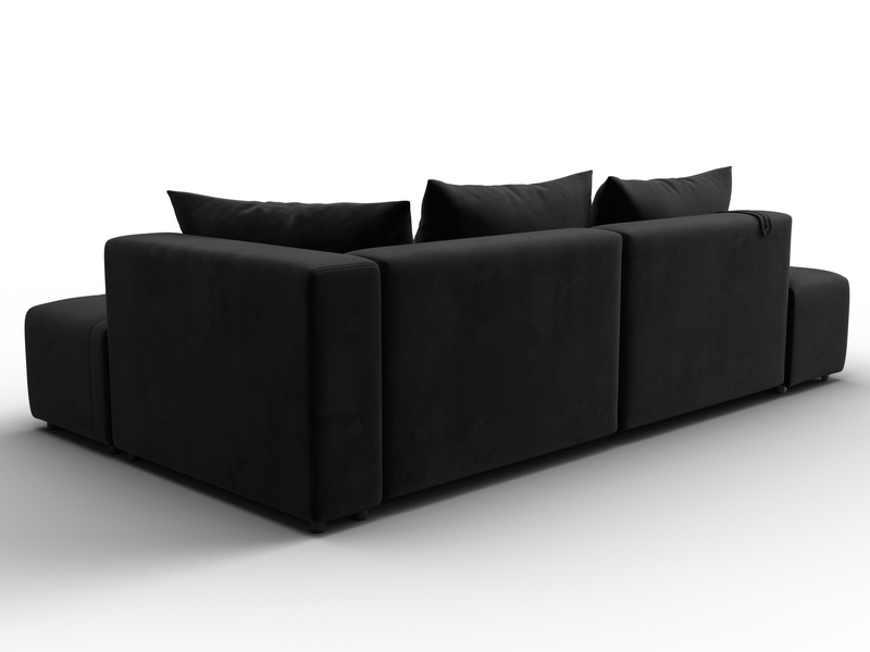 Диван угловой Лига-103 НПБ угол правый, Велюр, SEVEN 35 черный