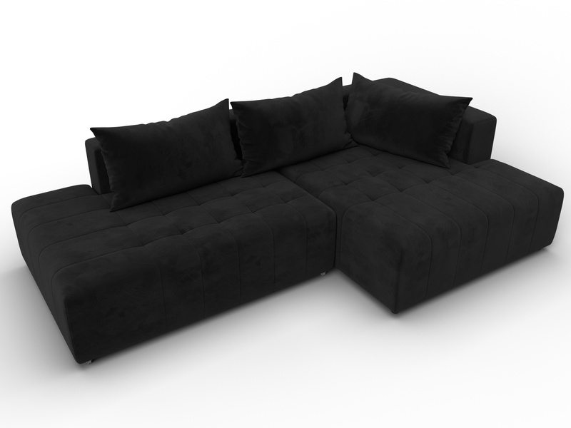 Диван угловой Лига-103 НПБ угол правый, Велюр, SEVEN 35 черный